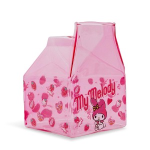 Silver Buffalo Sanrio My Melody Strawberry Glass Milk Carton | Holds 12 Ounces - 1 of 4