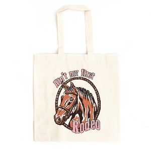 City Creek Prints Ain't My First Rodeo Horse Canvas Tote Bag - 15x16 - Natural - 1 of 2