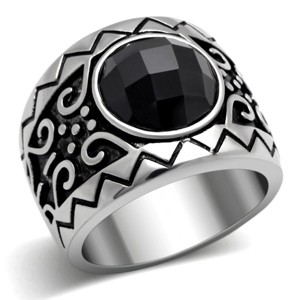 Slickblue Stainless Steel Men's Ring, Jet Black CZ, High Polished Finish, Trendy Celtic Design, Sizes 8-13 - 1 of 3