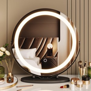 ighted Makeup Mirror - 19 Inch Vanity Mirror with Lights, Round Light Up Mirror with 3 Colors 360° Rotation Touch - 1 of 4