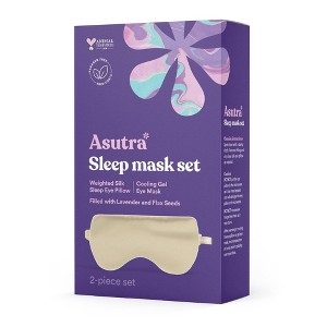 Asutra Natural Sleep Mask with Weighted Lavender Silk Eye Pillow & Cooling Gel Mask Champagne Eye Masks - 2pc - 1 of 4