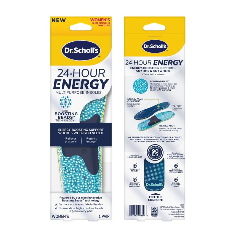 Dr. Scholl&#39;s 24-Hour Energy Multipurpose Insoles, Trim to Fit, Women&#39;s Shoe Size 6-10 - 1 Pair, 3 of 14
