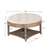 FURNIinspire Ottomans And Benches Large Round Waterproof Ottoman Coffee With Wooden Shelf Storage, Ottoman Linen, Brown, 31.49"*31.49"*18.50" - 3 of 4