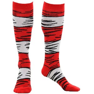 HalloweenCostumes.com One Size Fits Most  Dr. Seuss Cat in The Hat Striped Costume Socks for Kids., Black/Red/White - 1 of 4