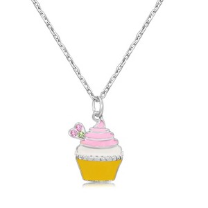 Chanteur Hypoallergenic Kids Jewelry Accessories Cupcake Enamel Crystal White Gold Palladium Plating Necklace Pendant - 1 of 1