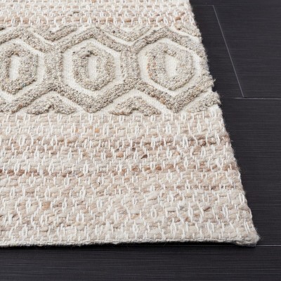Ivory and Beige Handwoven Wool Area Rug, 3' x 5'