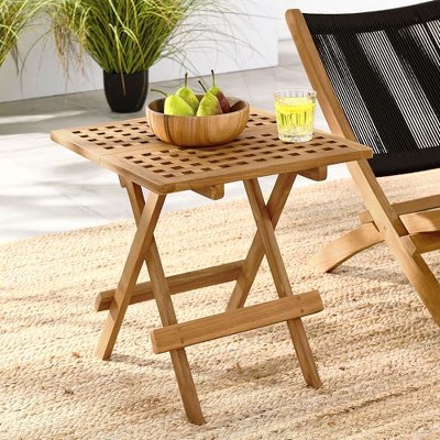 Vienna Natural Teak Wood Folding Outdoor Side Table