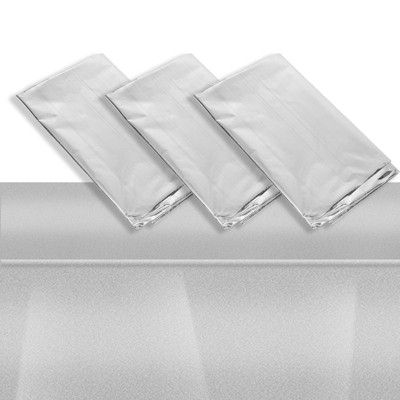 Juvale 3-Pack Shiny Silver Plastic Tablecloth, Fits 8-Foot Long Table, Silver Themed Party Supplies, 4.5x9"