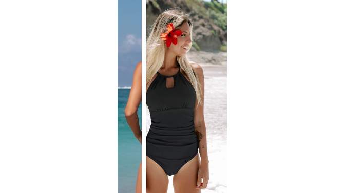 Women's Cutout High Neck Back Tie One Piece Swimsuit -Cupshe, 2 of 5, play video