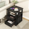 Dyonery 18" Blue Nightstand with Chargers Rustic Wooden High Nightstand with 2 Drawers for Bedroom, Living Room and Closet - 3 of 4