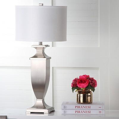 Ambler Set of 2 Nickel Table Lamps with White Cotton Drum Shades