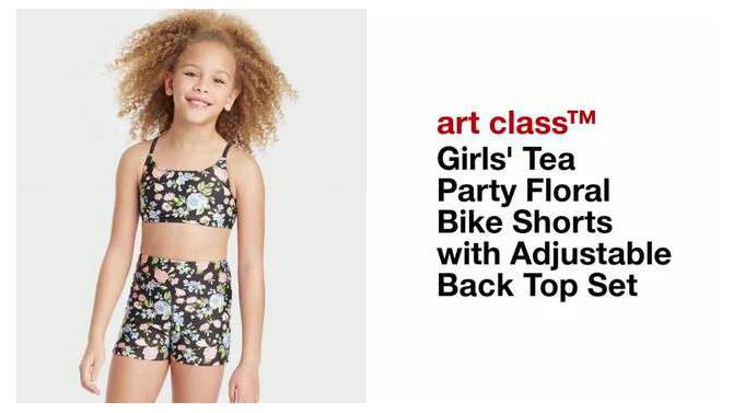 Girls' Tea Party Floral Bike Shorts with Adjustable Back Top Set - art class™ Black, 5 of 6, play video