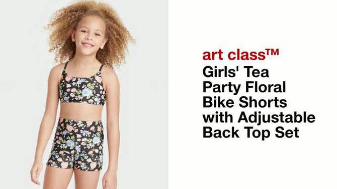 Girls' Tea Party Floral Bike Shorts with Adjustable Back Top Set - art class™ Black, 5 of 6, play video