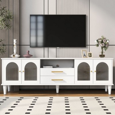 NicBex TV Stand Entertainment Center with Fluted Glass Doors for TVs up to 75 Inches for Living Room, Bedroom