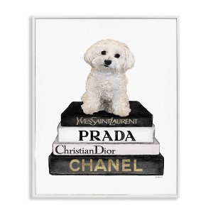 Stupell Industries Maltese Dog Glam Pet Fashion Bookstack Black Framed Giclee Art - 1 of 4