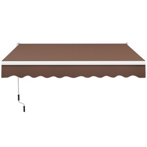 Tangkula 8'×6.6' Retractable Awning W/ Aluminum Frame Sun/Water Protection W/ PA Coating Manual Control Hand Crank Angle Adjustable Design Brown/Beige - 1 of 4
