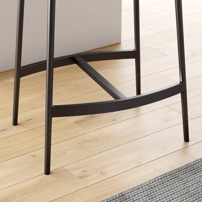 Arlo 27" Brown Leather Saddle Seat Bar Stools with Black Metal Base
