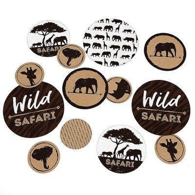 Big Dot of Happiness Wild Safari - African Jungle Adventure Birthday Party or Baby Shower Giant Circle Confetti - Party Décor - Large Confetti 27 Ct.