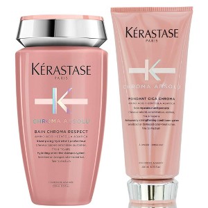 Kerastase Chroma Absolu Bain Riche Chroma Respect Shampoo - 8.5 oz & Conditioner for Coloured Hair - 6.7 oz | For Damaged Color-Treated Hair - 1 of 3