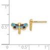Black Bow Jewelry Kids 10mm Blue Dragonfly Post Earrings in 14k Yellow Gold and Enamel - 4 of 4