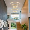 BAOURE Modern LED Chandelier 8 Ring Gold LED Pendant Light Adjustable Height Hanging Ceiling Light Fixture Dimmable Chandelier for High Ceiling - 4 of 4