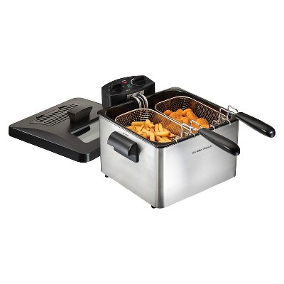 Professional-Style Stainless Steel Dual Basket 19-Cup Deep Fryer