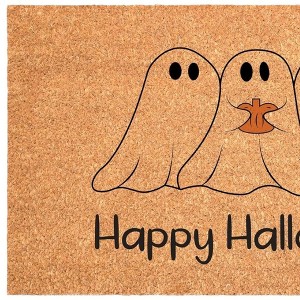 HomeRoots 17" X 29" Black And Natural Halloween Halloween Happy Halloween Outdoor Coir Door Mat - 1 of 4