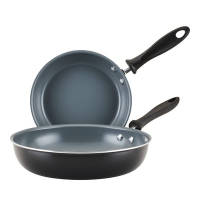 Farberware Reliance Pro 9", 11" Nonstick Ceramic Twin Pack Skillets Black/Gray: Frying Pans, Dishwasher-Safe, Gas Compatible
