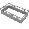 NicBex Twin/Full Size Kids Montessori Bed with High Fenced Design,Floor Bed with Door,Toddler bed for Bedroom Playroom,White/Gray - 4 of 4