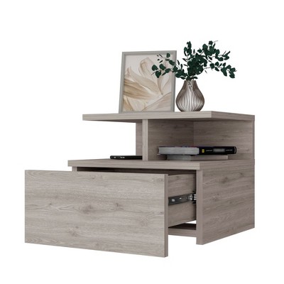 NicBex Wall-mounted Nightstand with 2-Tier Open Shelf Modern End Table with 1-Drawer for Bedroom,Living Room
