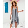 Coolmee Women's Summer Wrap V Neck Dress Sleeveless Spaghetti Strap Midi Dress with Irregular Hemline - 2 of 4