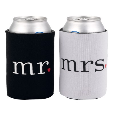 mr and mrs beer koozies