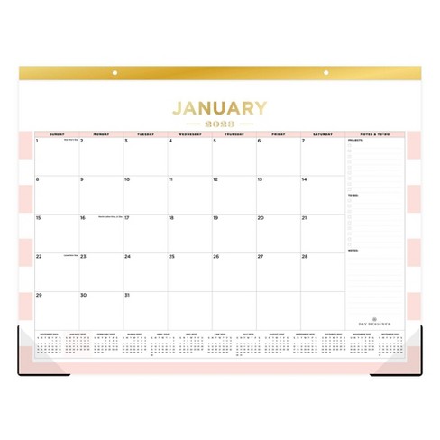 2023 Monthly Desk Pad Calendar 22"x17" Rugby Stripe Blush - Day