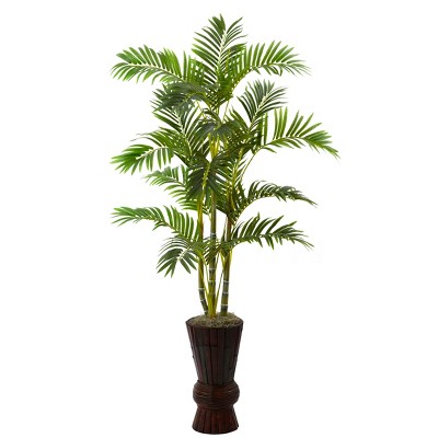 Nearly Natural 62-in Areca Tree with Decorative Planter