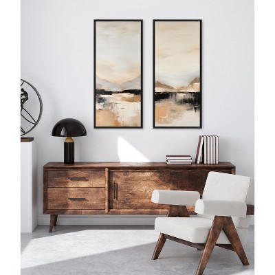 Sylvie 18"x40" Black Framed Abstract Landscape Canvas