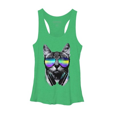 Women's Design By Humans Music Lover Cat By clingcling Racerback Tank Top