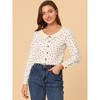 INSPIRE CHIC Women's Boat Neck Long Sleeve Heart Print Button Down Shirt - 2 of 4