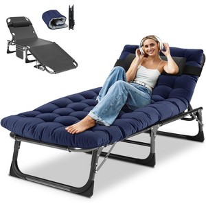 DoCred Heavy Duty 5-Position Folding Chaise Lounge Chair for Outdoor Sunbathing, Pool, Beach & Patio – Single & 2-Pack Options Available - 1 of 4