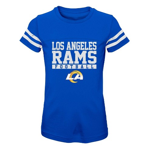 NFL Los Angeles Rams Girls' Short Sleeve Stripe Fashion T-Shirt - XS