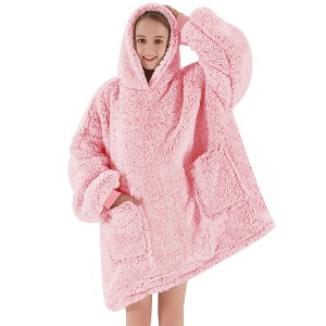 Inhand Wearable Blanket Hoodie for Adult Flannel Oversized Hoodie Sweatshirt Blanket with Pockets Birthday Gifts for Women - 1 of 4