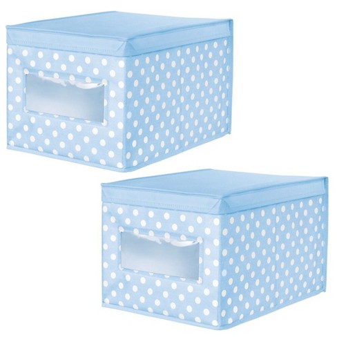 mDesign Kids Stackable Fabric Closet Storage Box Large Turquoise Blue 2 Pack 