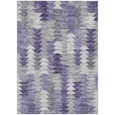 Purple Lavender And Gray Geometric Washable Indoor Outdoor Area Rug