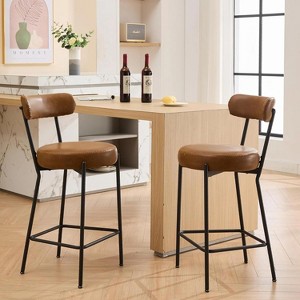 Swivel Bar Stools Set of 2, 30 Inch Upholstered Barstools, Comfortable Cushioned Seat and Backrest for Kitchen, Dining Room, Home Bar - 1 of 4