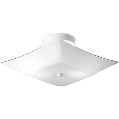 Progress Lighting, Illuma-flex, 2-Light Flush Mount, White Porcelain, Square Glass Shade