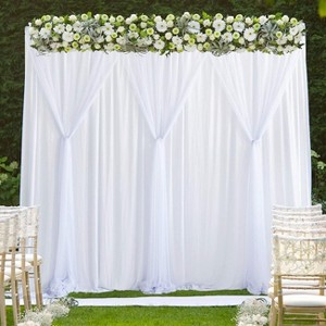 Artloge 2m/3m Extra Large White Silk Photography Backdrop Curtain Banquet Drapery for Wedding Stage Ceremony Party Event Home Window Decor - 1 of 4