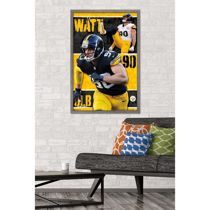 Trends International NFL Pittsburgh Steelers - T.J. Watt 24 Framed Wall Poster Prints, 2 of 7