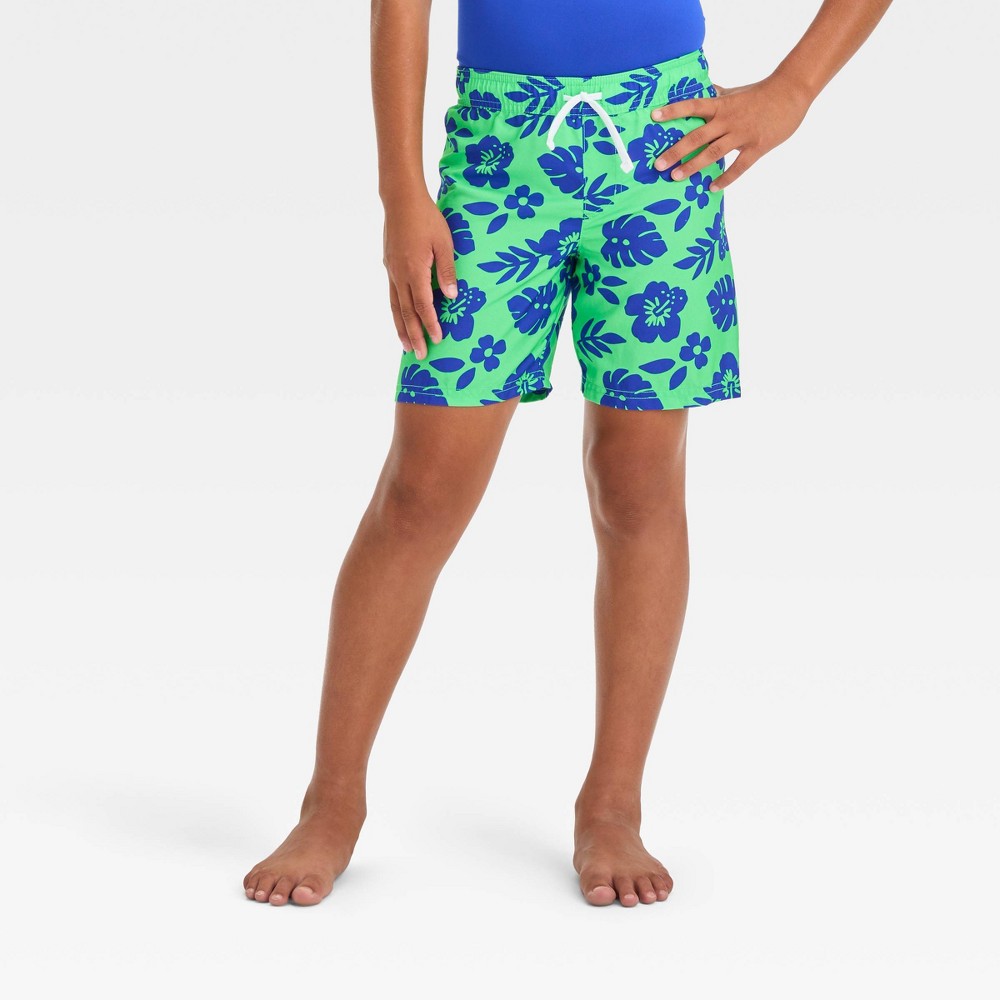 Photos - Swimwear Boys' Floral Hibiscus Printed Swim Shorts - Cat & Jack™ Green S