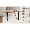 Gulches 55" Modern Rustic Industrial Dining Table, 1.5" Thick MDF Dark Wood Tabletop with Black Metal Legs, Seats 4-6 People, Sturdy Kitchen - 3 of 4