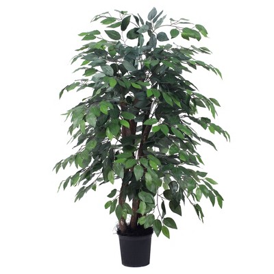 Tangkula Artificial Ficus Silk Tree Faux Potted Greenery Ficus Plants  Decorations : Target