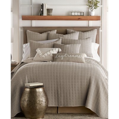 Taupe Waffle Weave Cotton Euro Sham Set of 2